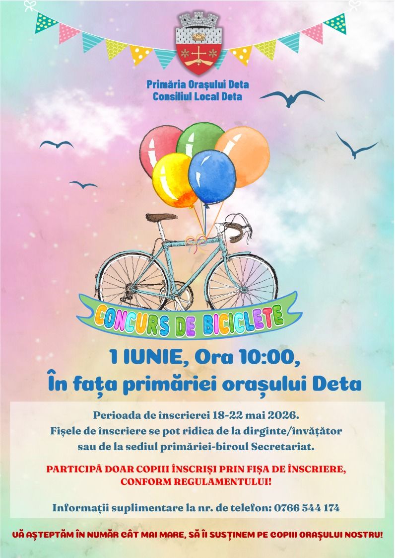 Concurs de Biciclete organizat de Primăria Orașului Deta, de Ziua Copilului