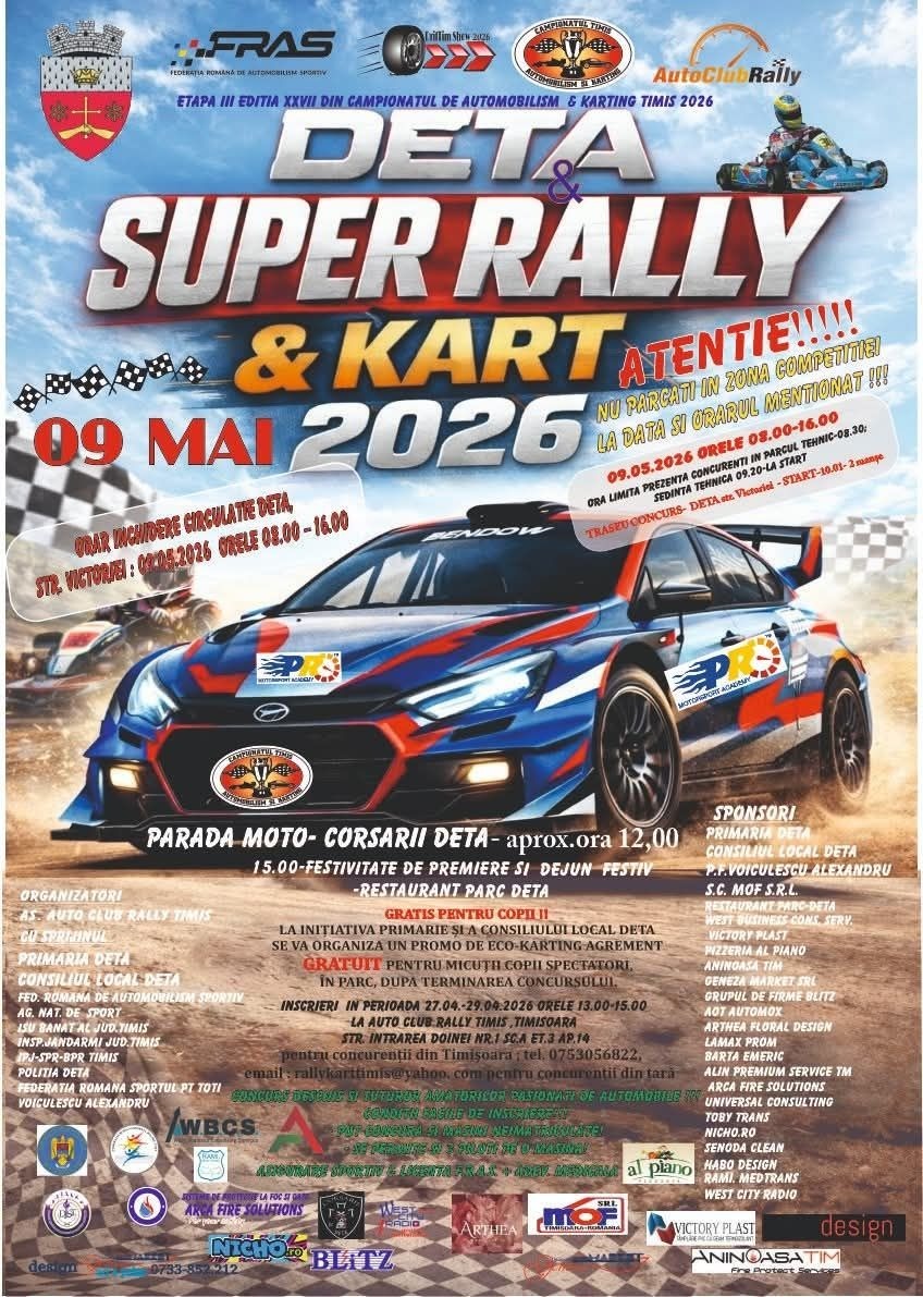 Deta se pregătește pentru „Super Rally & Kart” pe 9 mai 2026