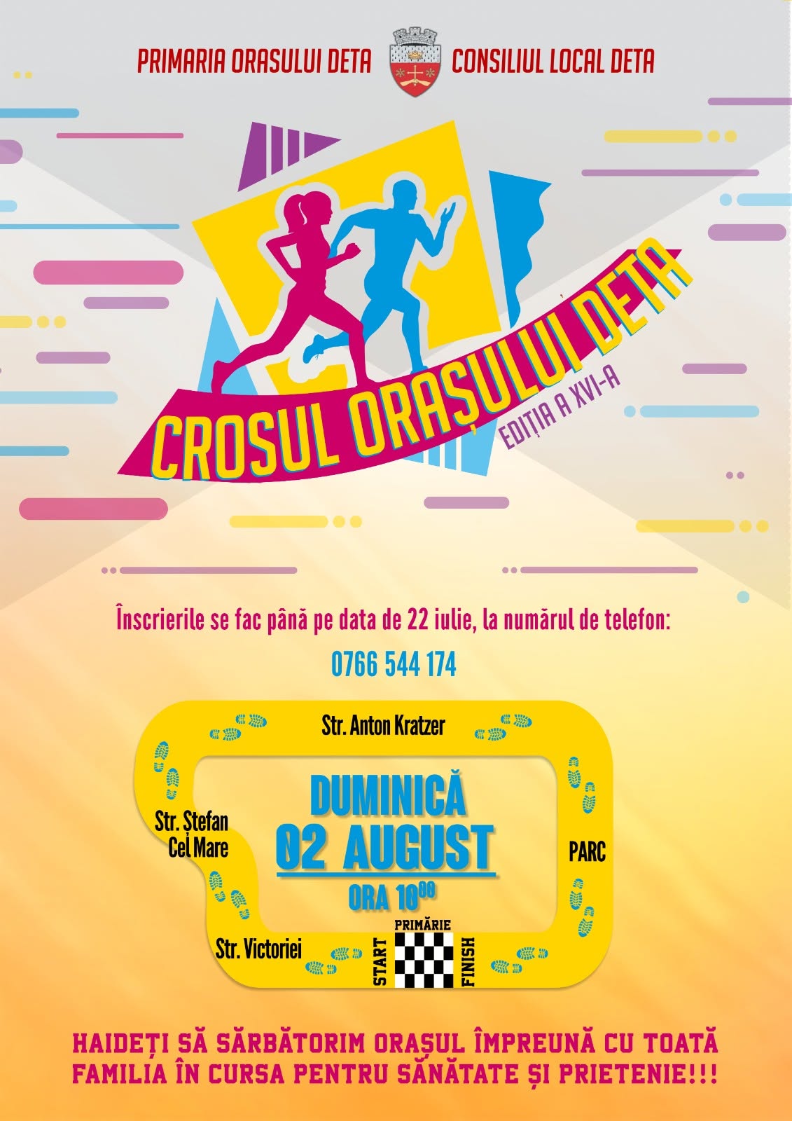 Crosul Orașului Deta, ediția a XVI-a: Evenimentul de alergare al verii se desfășoară pe 2 august