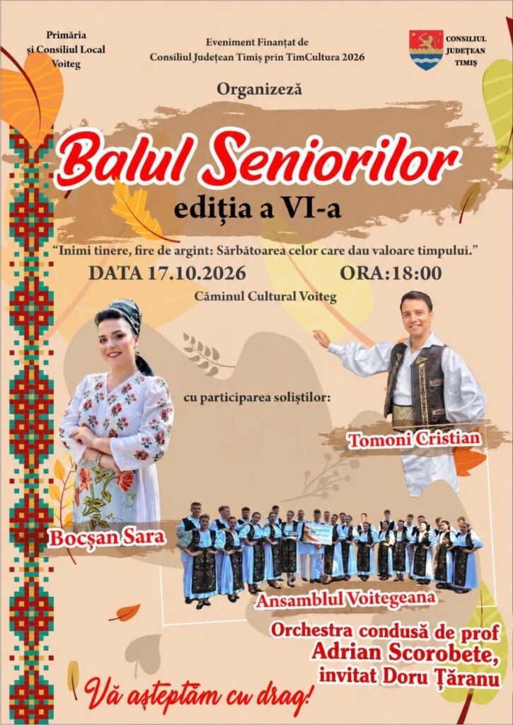 Mâine seară, la Voiteg, seniorii sunt în centrul atenției: Balul Seniorilor ajunge la a șasea ediție, cu muzică populară și dans până târziu