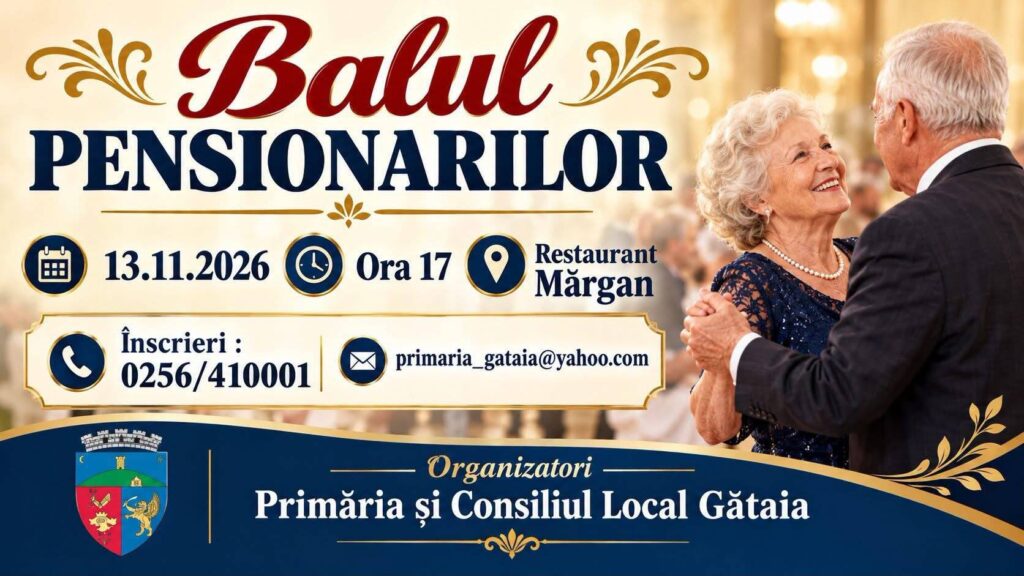 Seară de dans și voie bună la Gătaia: Pensionarii sunt invitați la bal